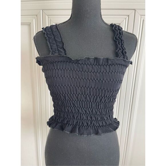 Anthropologie Black Smocked Tank Top size L/Xl - Picture 4 of 6